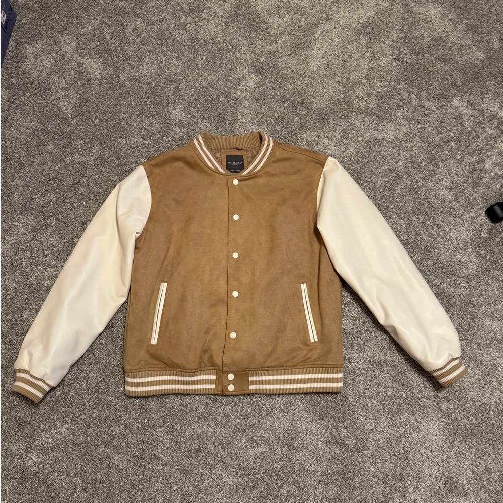 Primark Tan and Cream Varsity Jacket